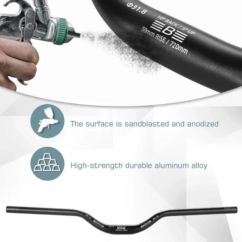 BUCKLOS Manubrio MTB 580/620/720/780MM Manubrio a Rondine per Bicicletta 25.4MM 31.8MM Manubrio per Mountain Bike in Alluminio Riser Bar