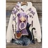 Womens Oversized Hooded Sweatshirt With Cartoon Animal Print Casual Streetwear Top Fall 2025