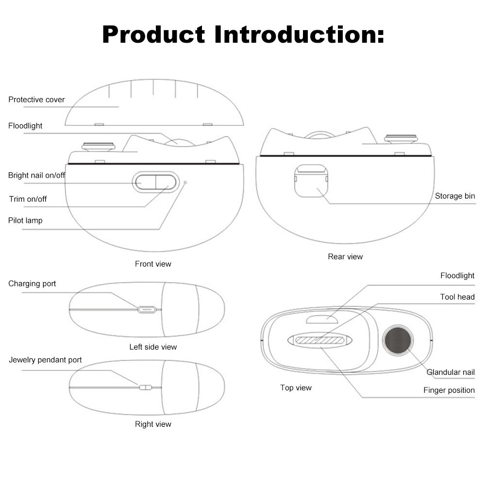 Automatic Manicure Nail Trimmer USB Charging Electric Nail Polisher Anti Splash Nail Trimmer for Children Adult Senior