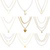 iF ME Fashion Butterfly Lock Heart Pendant Necklace Retro Multilayer Gold Silver Chain Choker for Women Accessories Jewelry