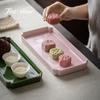 Boutique Chinese Style Rectangle Tea Tray Multipurpose Ceramics Pot Bearing Dry Bubble Tray Household Dessert Fruit Plate Gifts
