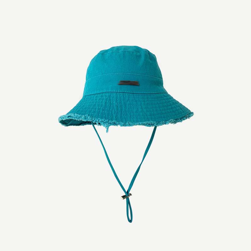 Women's Foldable Retro Bucket Hat: Japanese-Style Sun Hat with Frayed Edges, Korean Slimming Design