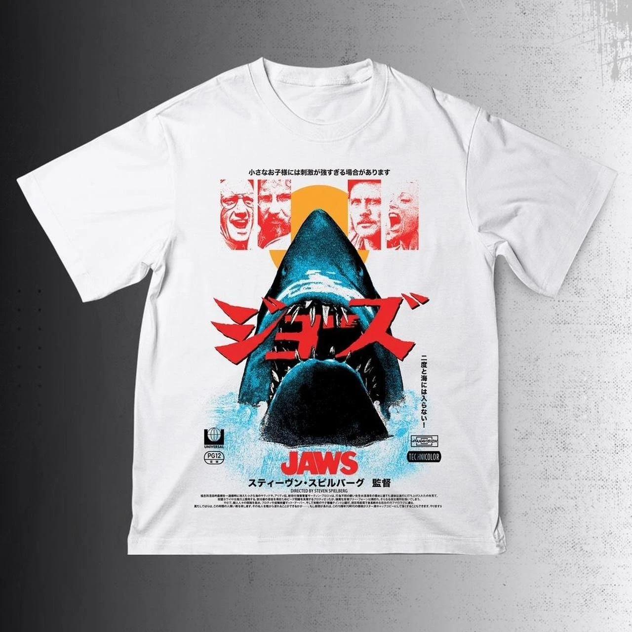 Jaws japanese movie poster tshirt, vintage movie tshirt 4XL