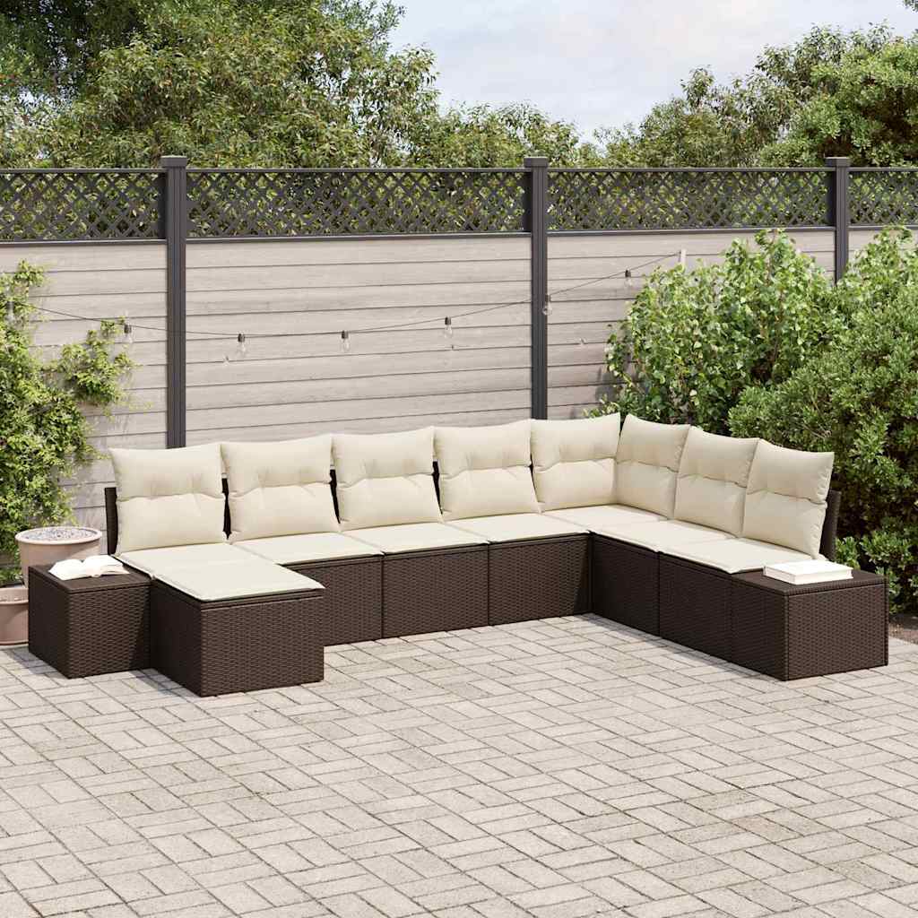 Garden Sofa Set with Cushions 8 pcs Poly Rattan