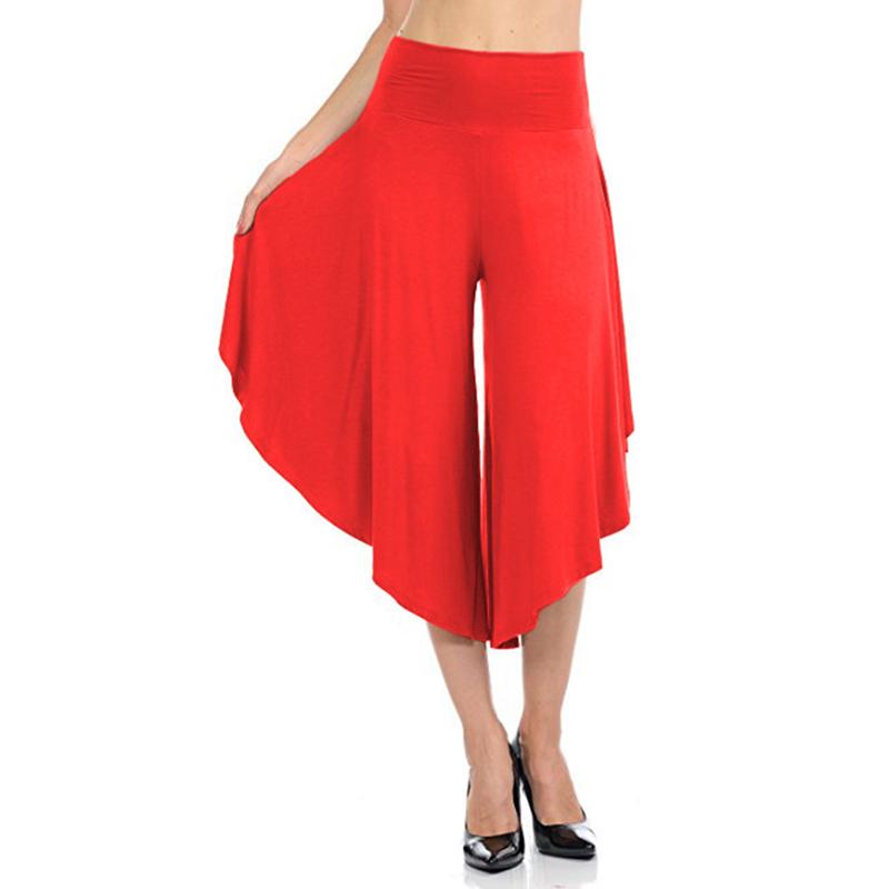 Plus Size Women Fashion Wide Legs Capri 