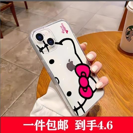 Cute cartoon HelloKitty transparent case Apple 16pm mobile phone case anti-drop all-inclusive soft 14 foreign trade protective case