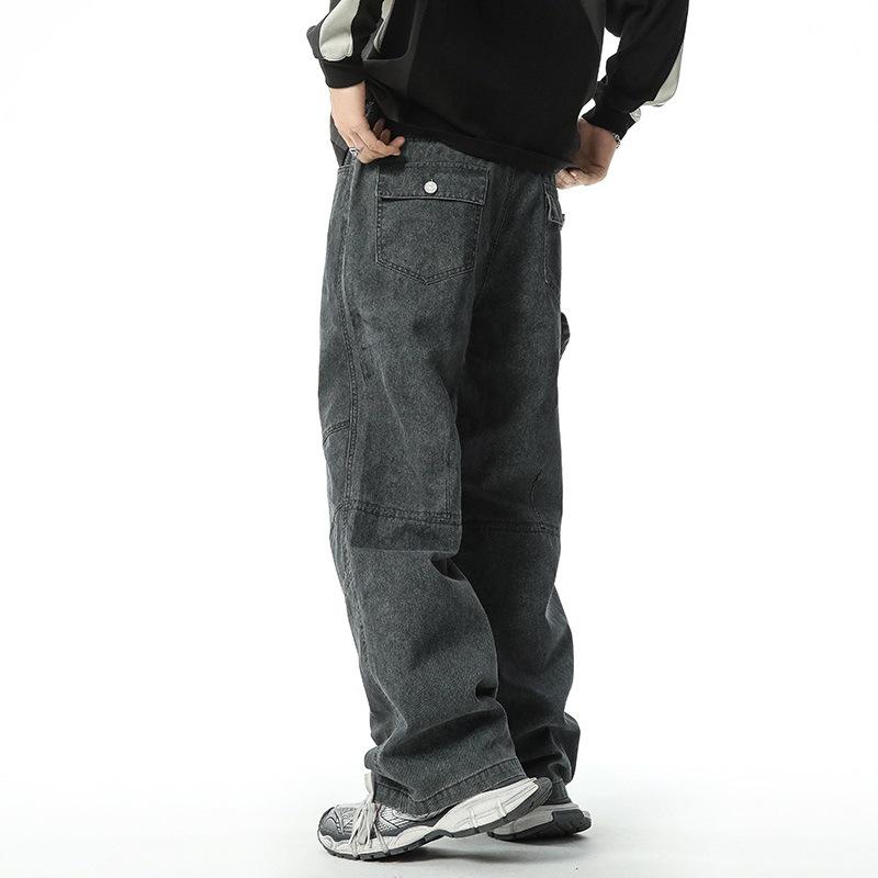 American Retro Pleated Work Pants Men's Pants Loose Straight Paratrooper Casual Pants