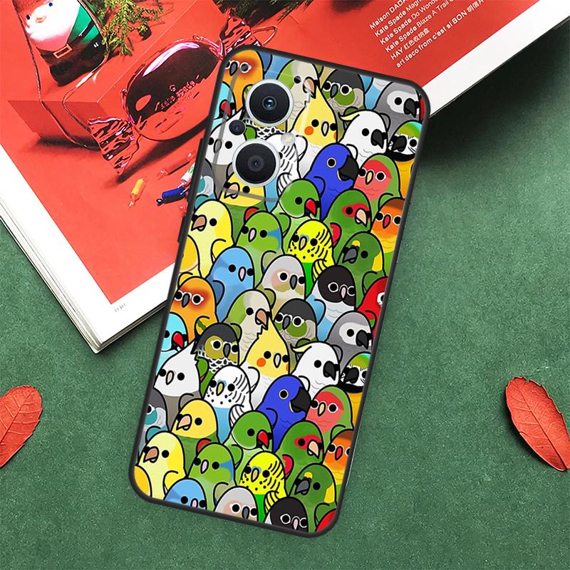Cartoon Cockatiel Collage Case For OPPO Reno 13F 14F 12F 11F 12 11 10 14 Pro 8T 8 Lite OPPO Find X9 X8 X6 X5 Pro Cover