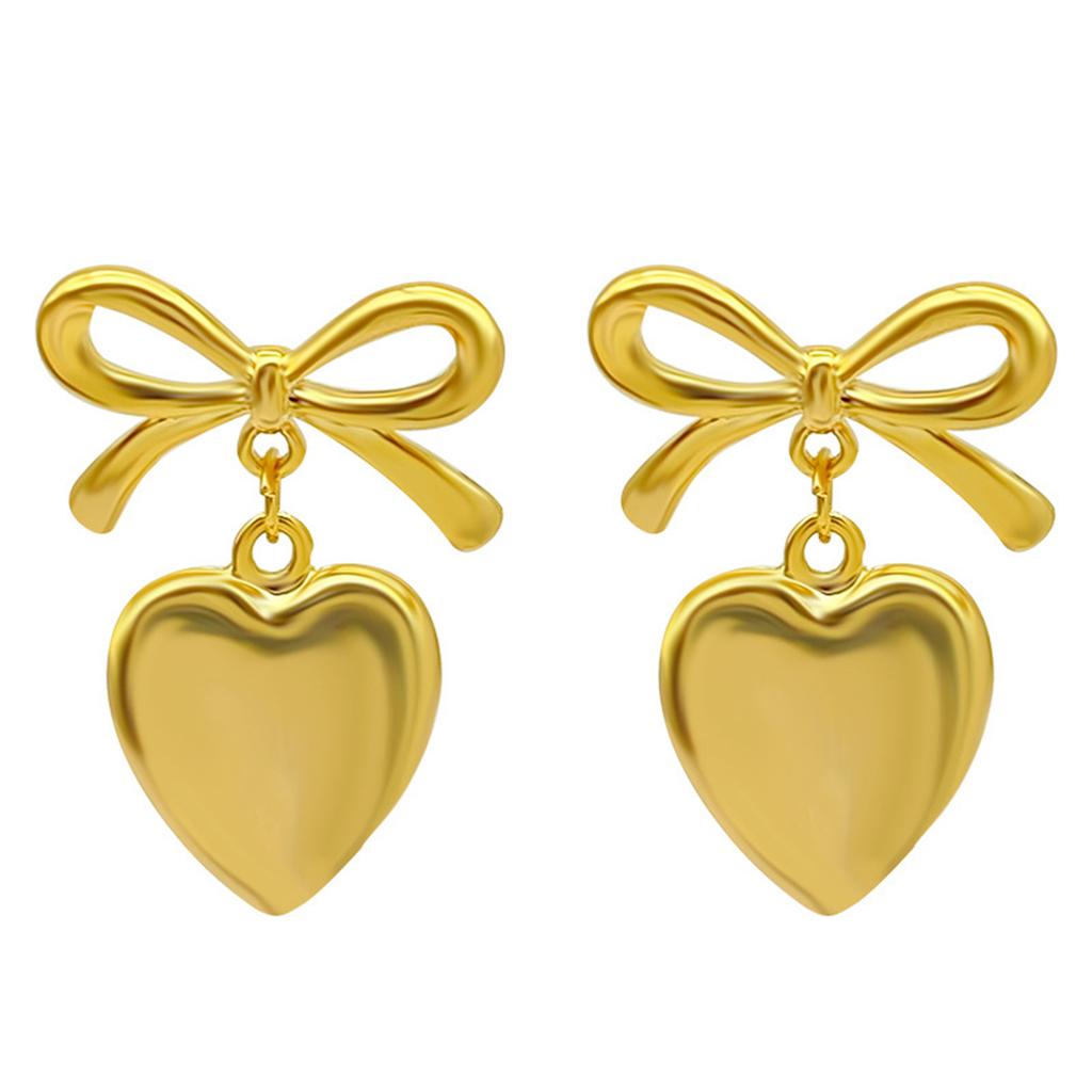 Elegant Bowknot Dangle Earrings Stylish Heart Drop Earrings Ear Jewelry CCB Material Party Ear Accessories for Party