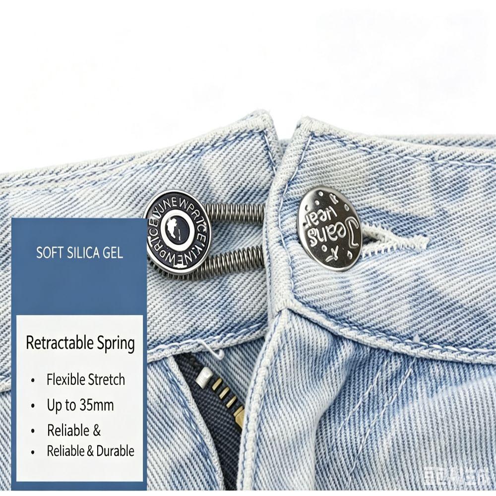 24pcs Metal Jeans Expander Button Elastic Spring Pants Waist Extender For Skirts Trousers
