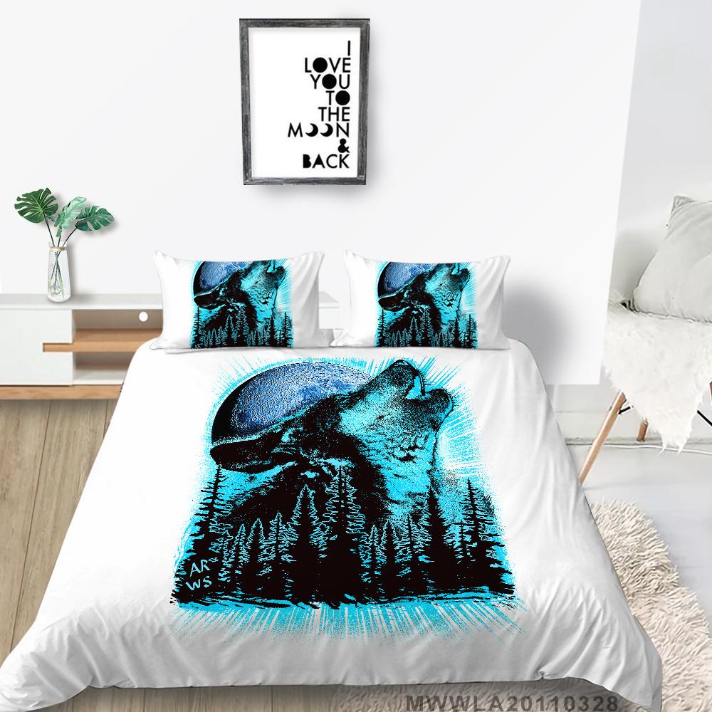 2023 New Style Unique Design Bedding Cover Suit Fashionable Decorative Wolf Printed Home Textiles Queen King Size Bedding