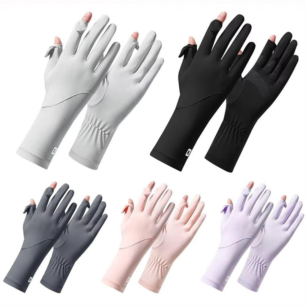 Ice Silk Sun Protection Riding Gloves Anti-UV Summer Driving Gloves Women Sunscreen Gloves  Ladies