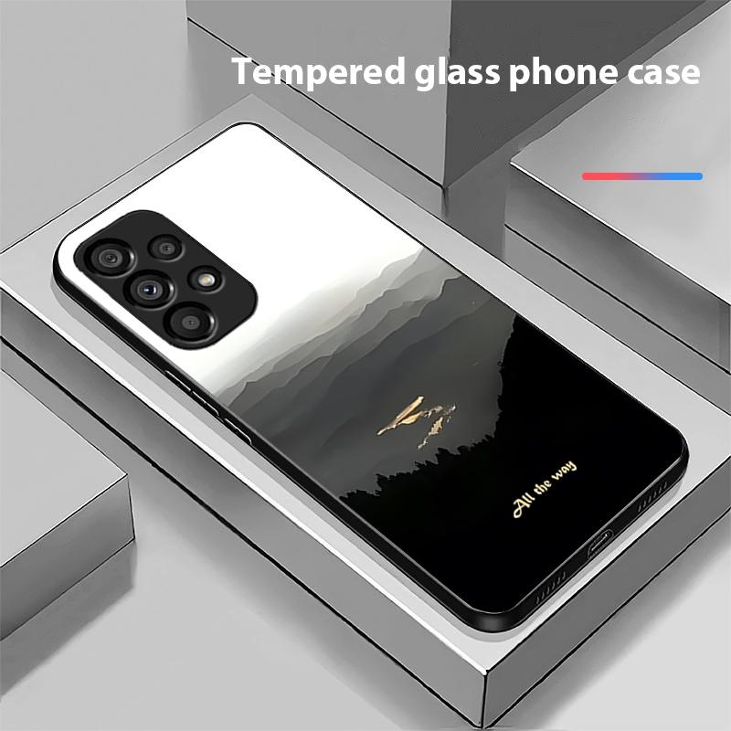 Dark Forest White For Samsung Galaxy S 8 9 10 20 Plus 21 FE 22 23 24 Ultra S7 Edge Black Tempered Glass Phone Case Hard Shell
