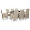 Day and Night - Day and Night 9-piece Garden Dining Set and Beige Synthetic Rattan Cushions