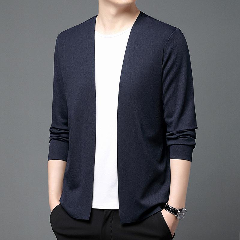 Herren Frühling und Herbst Langarm Strickjacke Nicht abfärbende Freizeit-Strickjacke Business Atmungsaktive Strickjacke