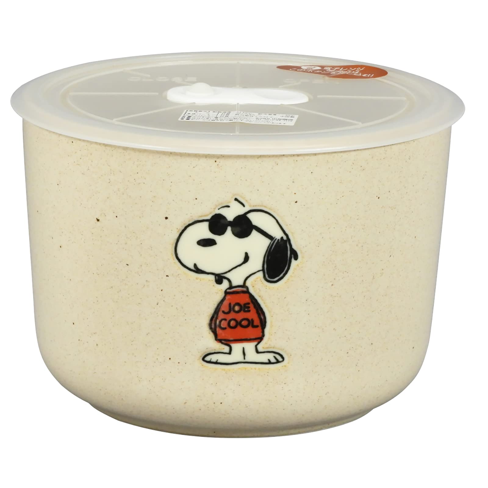 

Snoopy Rice Storage 13cm Diameter x 9cm Height Airtight Storage Made in Yamaka Container, Large, (800ml), Hygienic, One-Touch Container, бежевый