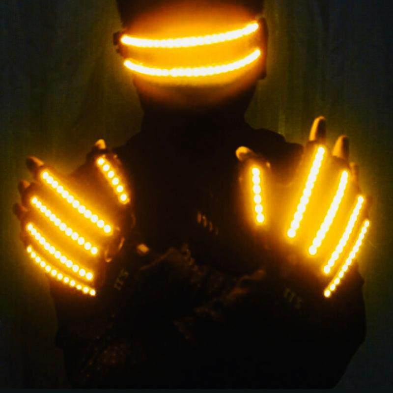 LED Laser Gloves & Glasses Set for Dance Performance - Luminous Props for Atmosphere & Interaction.