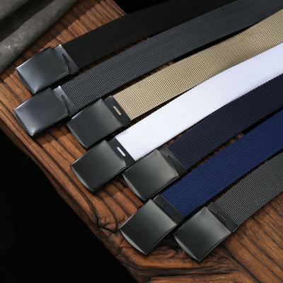 Ceinture tactique pour homme en toile décontractée avec boucle automatique, couleur unie, ceinture salopette, ceinture simple en tissu étudiant