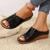 Women Gold Wedge Slippers New Summer Woman Crocodile Print Platform Sandals Female PU Leather Non Slip Beach Slides