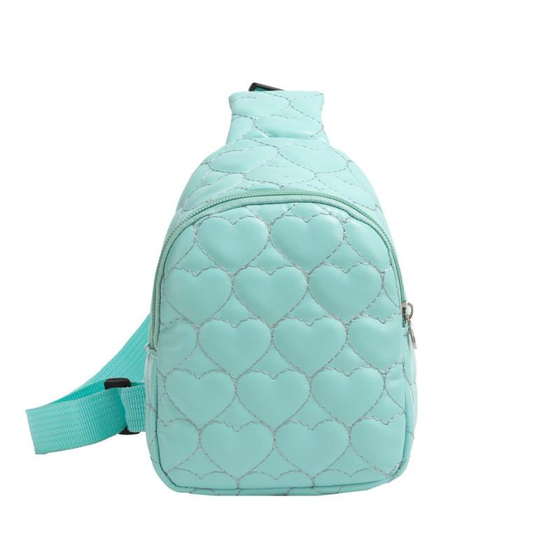 Childrens Candy Color Heart Embroidered Chest Bag With Breathable Pu For Daily Use