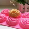 Molde para Pastel 3D Reutilizable de 6 Cavidades Antiadherente Forma de Flor Rosa Molde de Fondant para Cocina