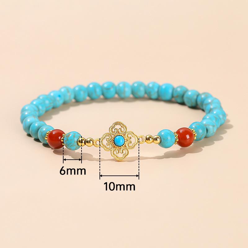 Turquoise Square Ruyi Ethnic Style Women's Versatile Bracelet