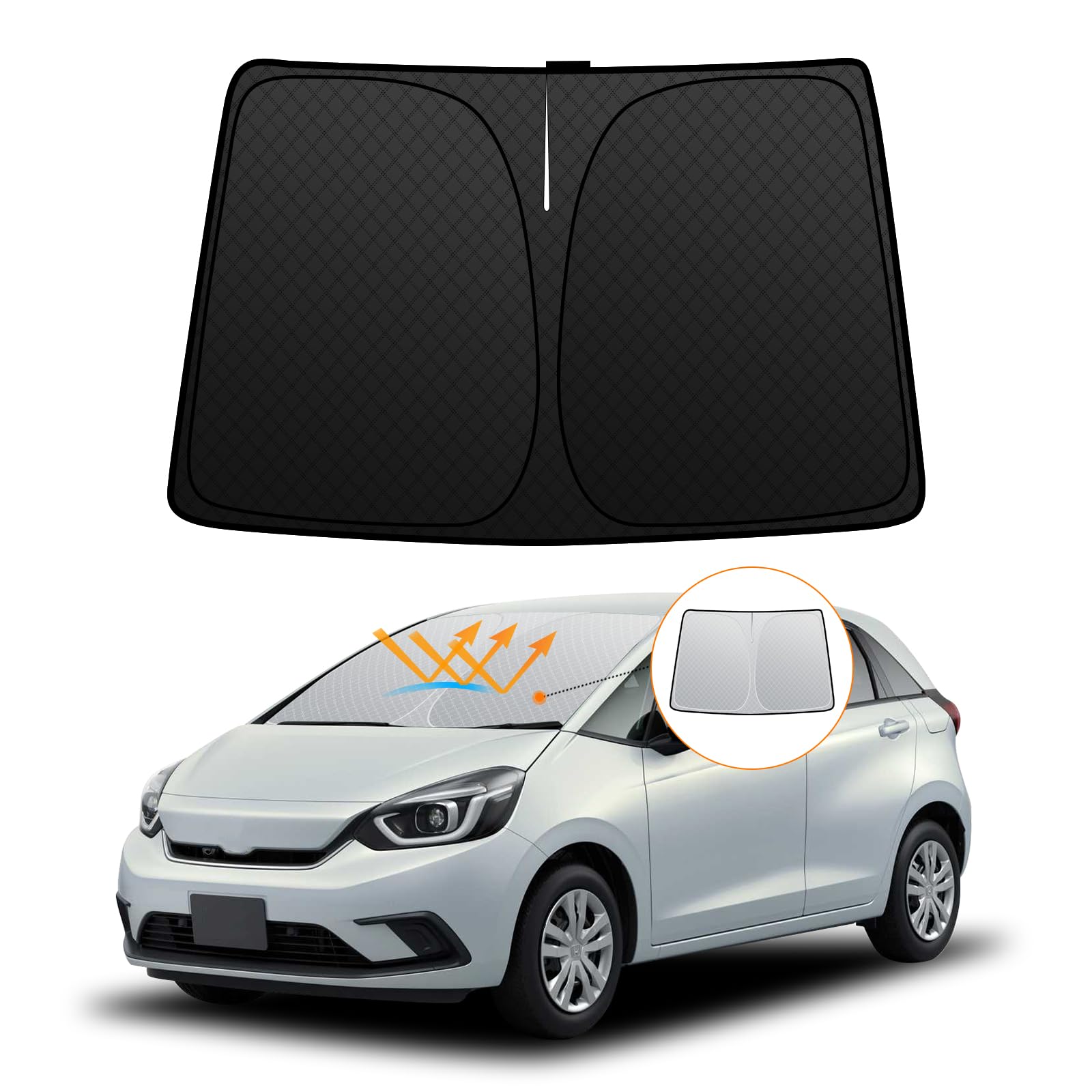 

Honda Fit GR Series Windshield Sunshade UV No Suction Cups Light Blocking and Summer UV Easy Installation and Interior Includes Storage Bag [Enhanced чёрный