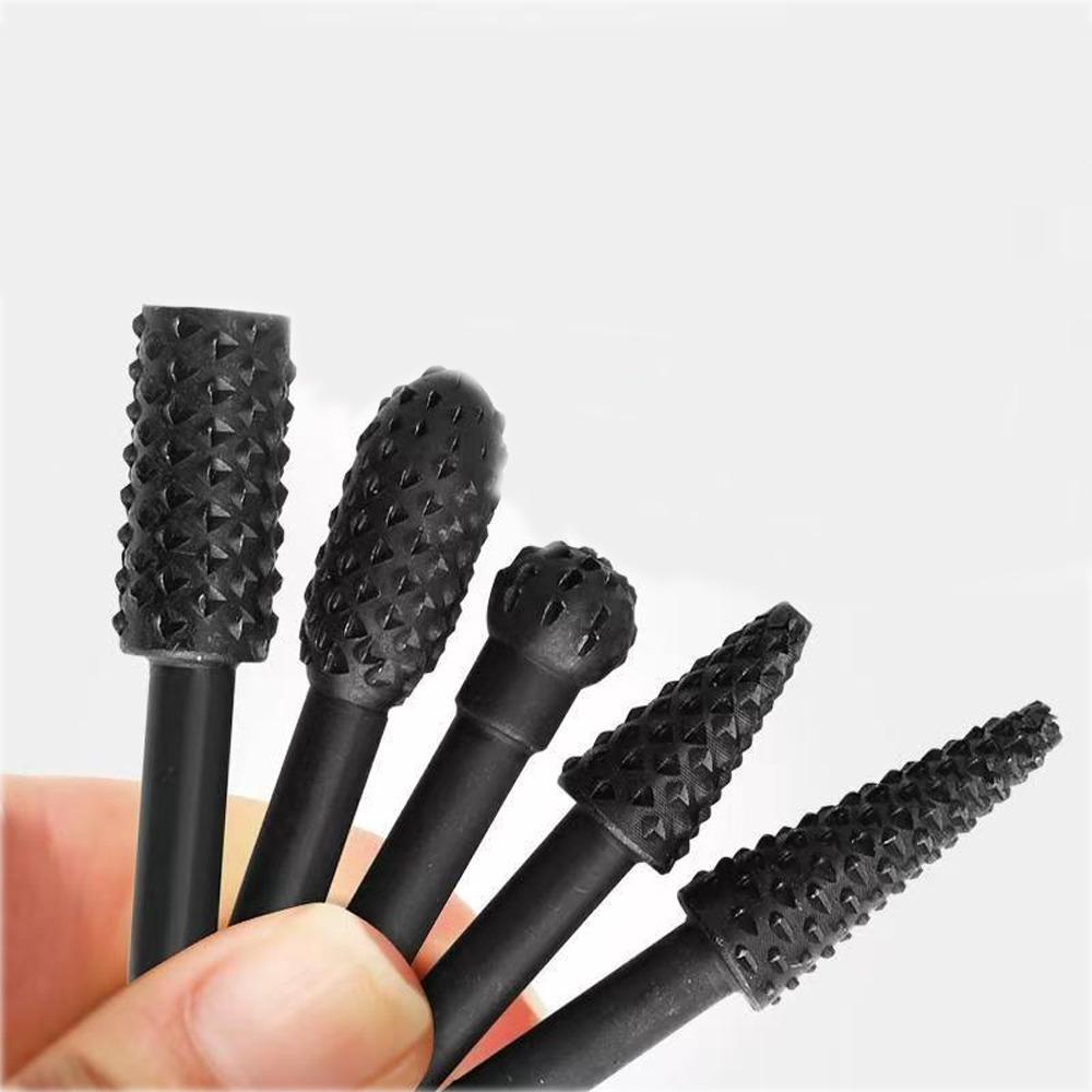 5Pcs Drill Bit Set Rotary Burr Set Wood Rasp File Drill Bits Rotary Rasp Set for Woodworking Rotary File Grinding Head