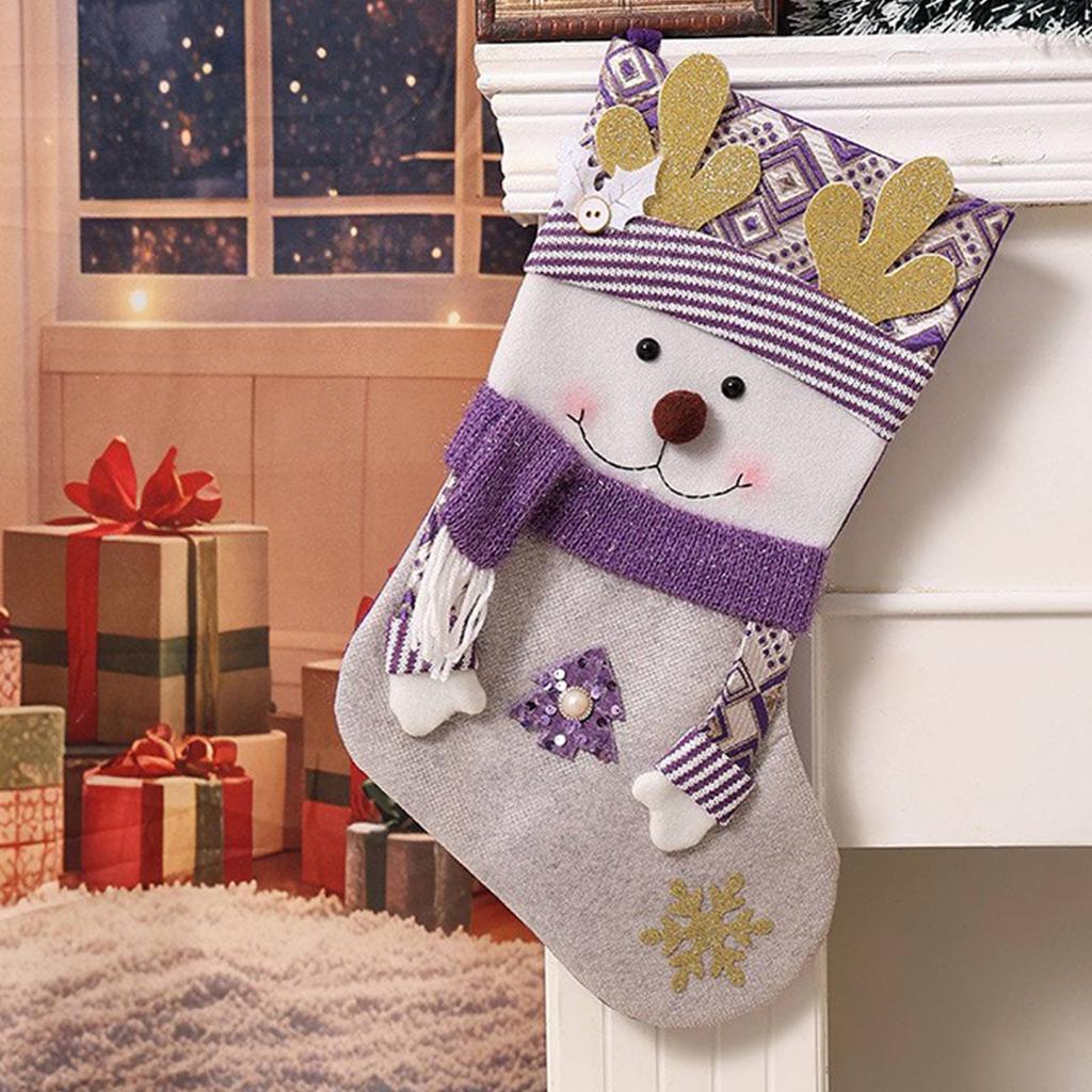 Christmas Stocking with Santa Claus Design Large Hanging Holiday Decoration for Fireplace Mantel Wall Door Xmas Party Gift Bag