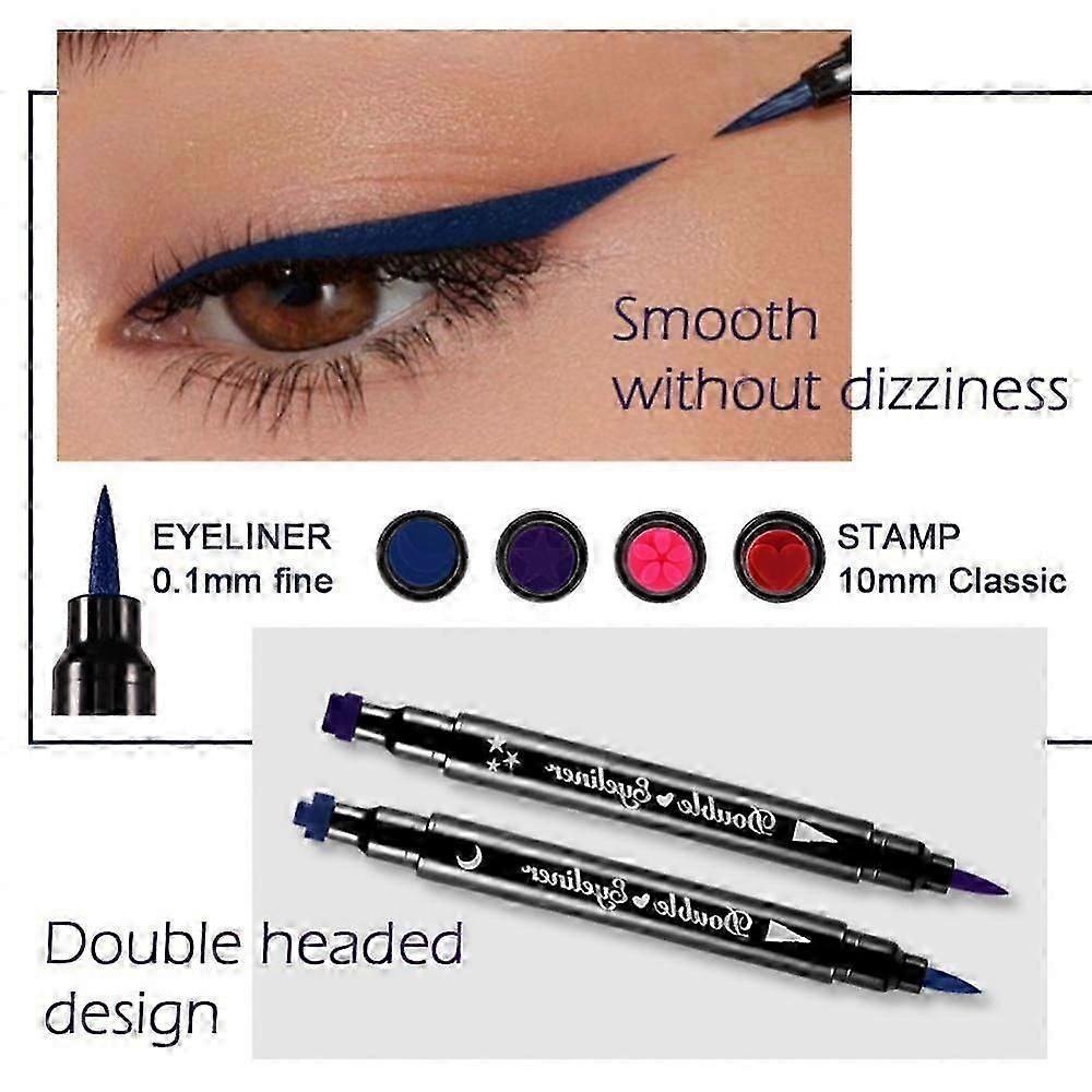 2 In1 Eyeliner Stamp Liquid Eyeliner Pencil Waterproof Quick-Dry Double Head Stamps