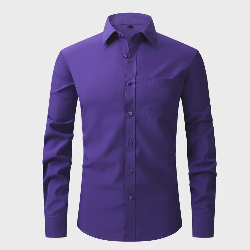 Chemise extensible à manches longues pour homme, style décontracté et d'affaires