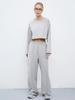 Spring and Summer Women's Casual Suit Solid Color Long Sleeve Crew Neck T-Shirt Elastic Wide Leg Pants Two-piece Set