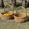 Japanese-Style Handwoven Shopping Basket, Imitation Rattan, Large Picnic Basket, Handmade Fruit Basket, Egg Basket
