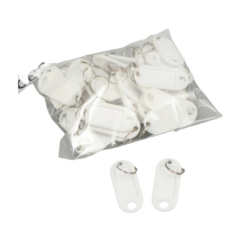 50 ks štítků na klíčenku, přívěsků na klíče s kroužky, štítků na klíče, štítků na zavazadla pro cestování, kancelář a identifikaci studentských předmětů