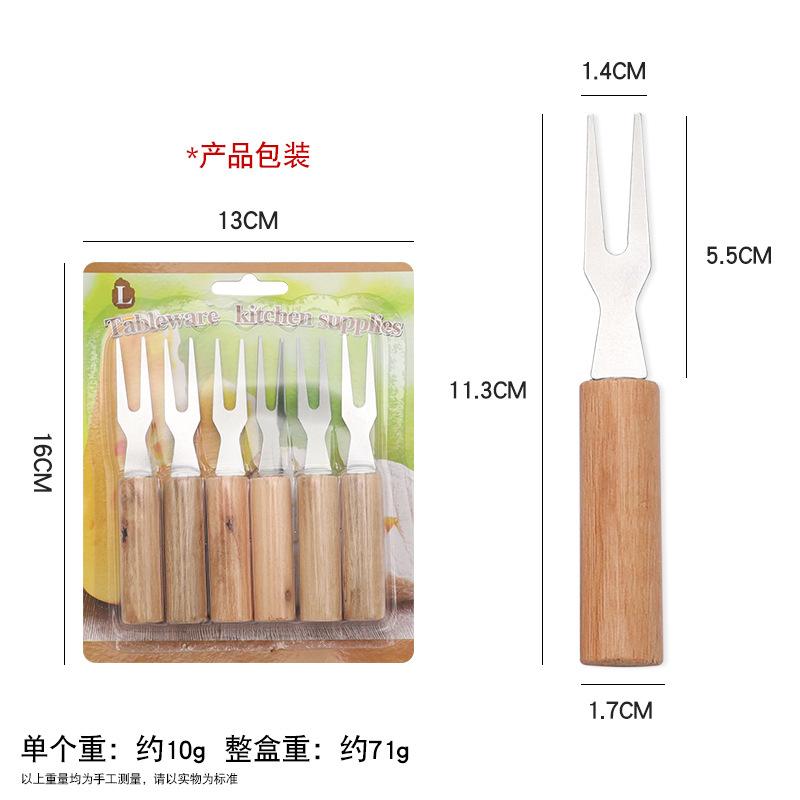 

Вилка для барбекю из нержавеющей стали с деревянной ручкой, шампуры для барбекю на открытом воздухе с куриными ножками и крылышками