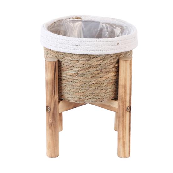 Floor Flower Stand, Heavy Pots Stable Rattan Basket, Smooth Surface Flower Stand for Indoor Outdoor Balcony