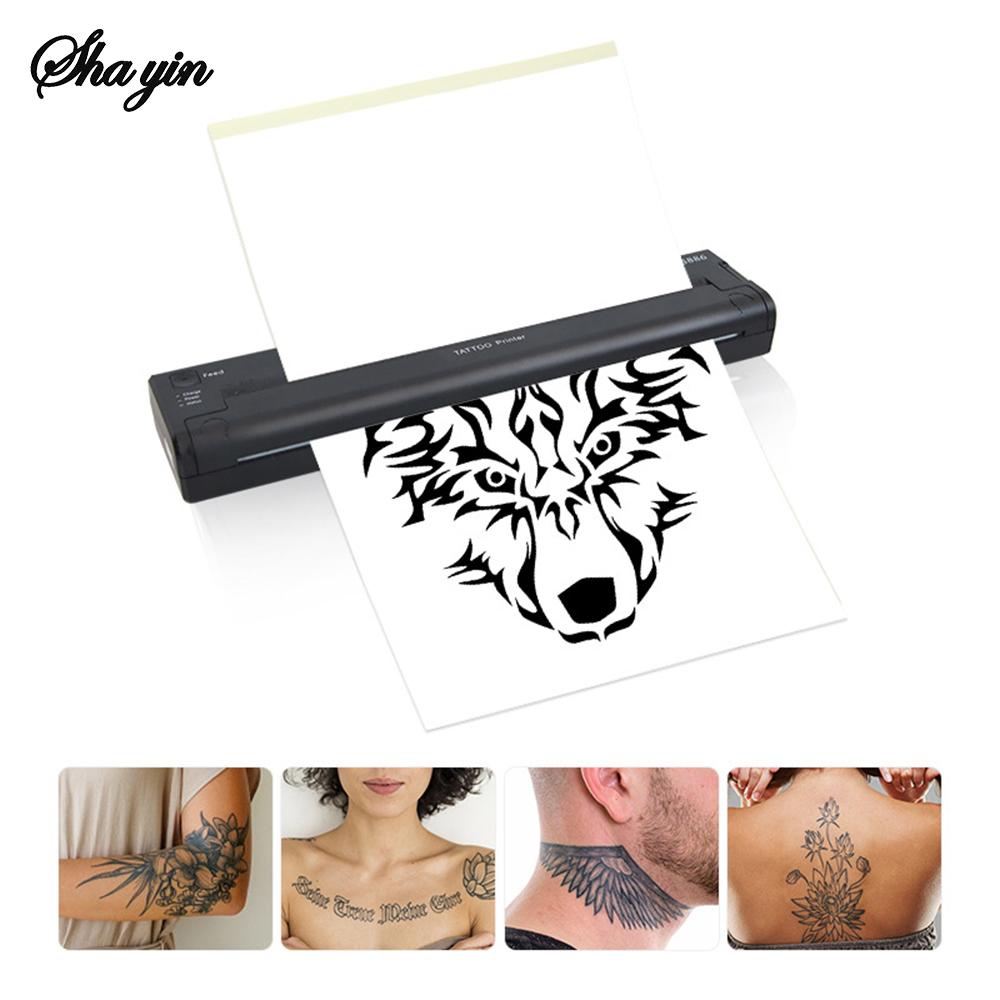 Беспроводной принтер для тату-трафаретов Портативный Bluetooth-аппарат для переноса тату Комплект для реалистичных портретов чёрный