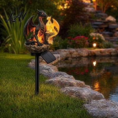 Outdoor Solar Fantasy Statue Dragon Garden Light Lamp Figurine Powered Patio Light Pathway Lawn Ornament Unique Gift for Lovers
