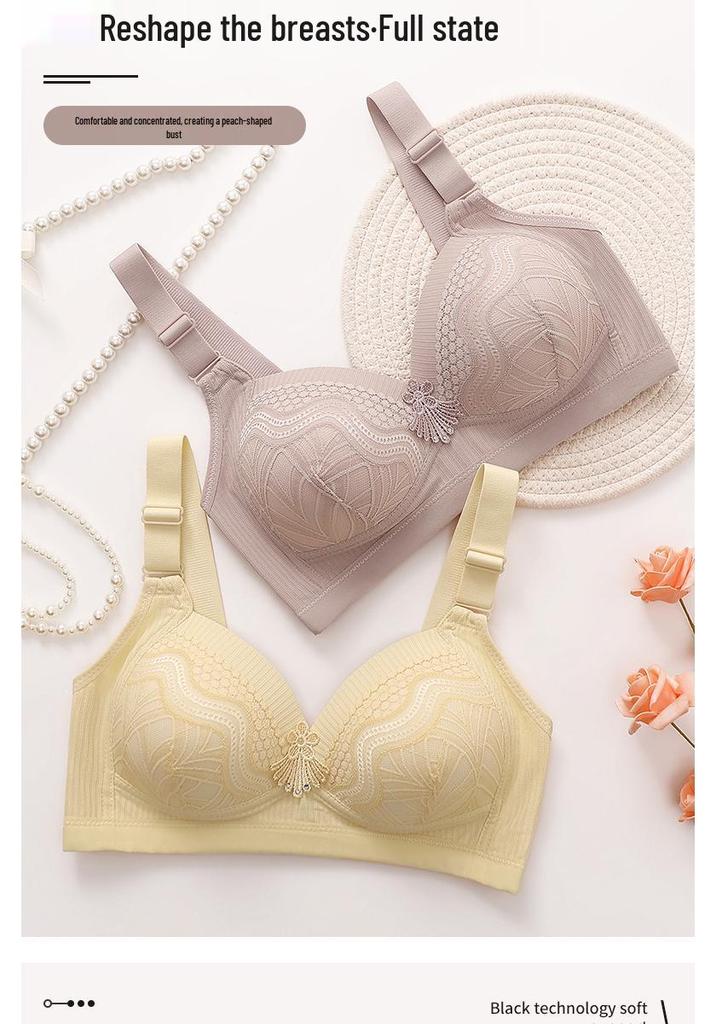 Front Closure Wireless Push-Up Bra for Middle-Aged and Elderly Women