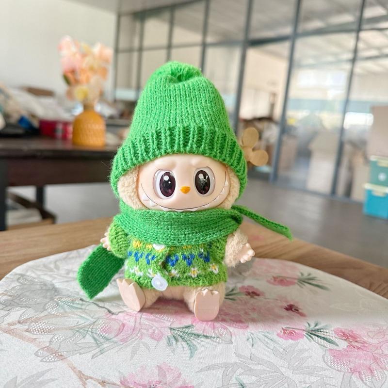 Only clothes for 15-17CM LABUBU v1v2 doll clothes outfit striped series sweater autumn and winter clothes for manual ear-drooping rabbit