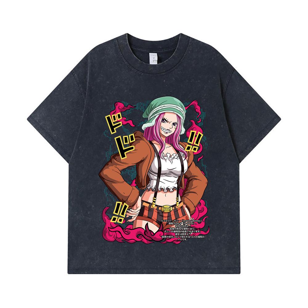 275 GSM Washed T-shirts 100% Cotton One Piece V25 Bonney Print Unisex Heavy Cotton T Shirt