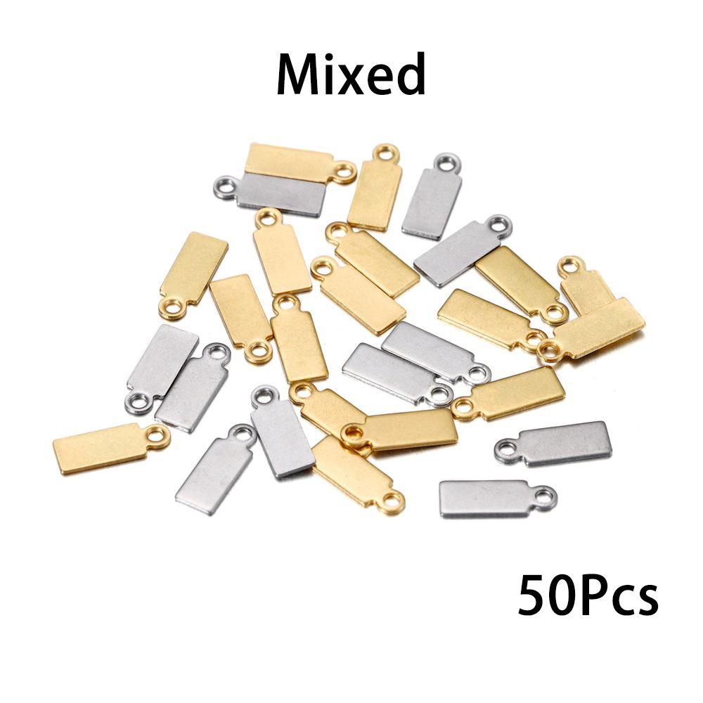 20-50pcs/lot Stainless Steel Square Pendants Charms Handmake For DIY Bracelet Necklace Jewelry Making Supplies Accessories