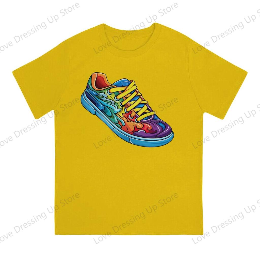 100pure Cotton Casual Unisex Tshirt Colorful Sneakers Graffiti Short Sleeve Tshirts Harajuku Tee Funny Tops