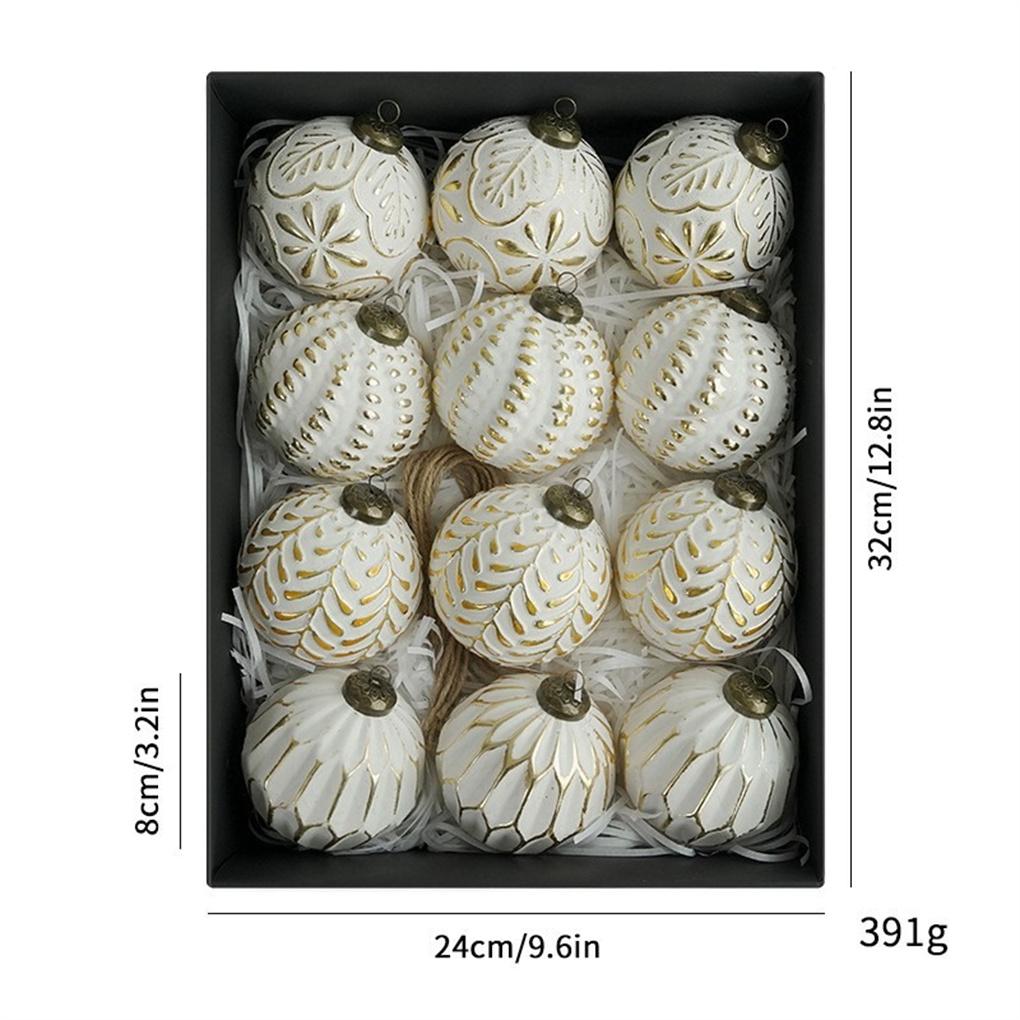 2025 12PCS 8CM Christmas Tree Ball Pendant Shatterproof Retro Christmas Hanging Balls Reusable PVC Xmas Tree Ornaments