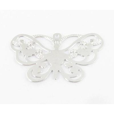Filigreed Print Butterfly 25x16 Mm Silvery (10 Pieces)