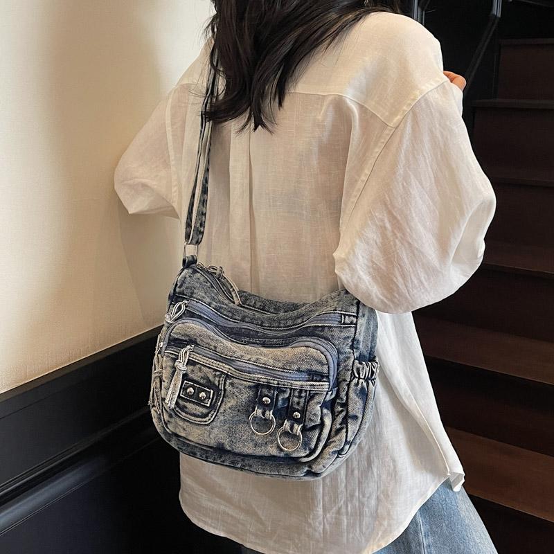 Vintage Multi-Pocket Denim Women's Bag Hand Shoulder Crossbody Bag