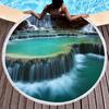 Natural Scenery Waterfall Round Beach Towel, Microfiber Circle Beach Blanket, Sand Free Quick Dry Pool Towel Portable Picnic Mat