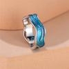 Fashion Blue Enamel Vintage Silver Color Wedding Bands Engagement Rings For Women Men Minimalist Jewelry