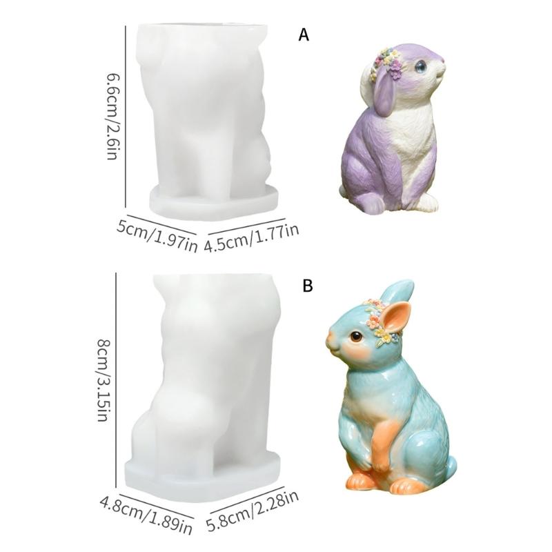 Food Grade Silicone Easters Sitting Rabbits Mould For Candle Making Home Decoration Craft Art