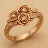 Vintage Inlaid White CZ Rose Flower Women's Ring Classic Gold Color Hand Carving Daily Wear Party Jewelry Anniversary Gift